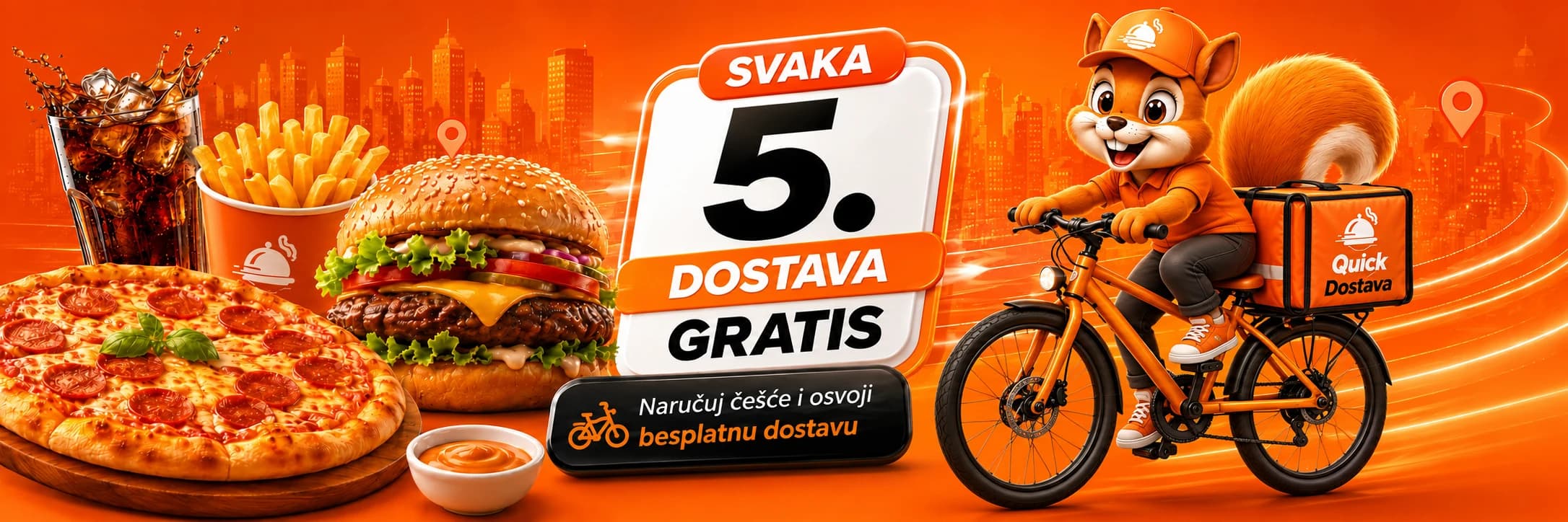 Svaka peta dostava je gratis — Quick Dostava veverica na biciklu